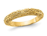 14K Yellow Gold 3mm Filigree Wedding Band Ring (SIZE 6)